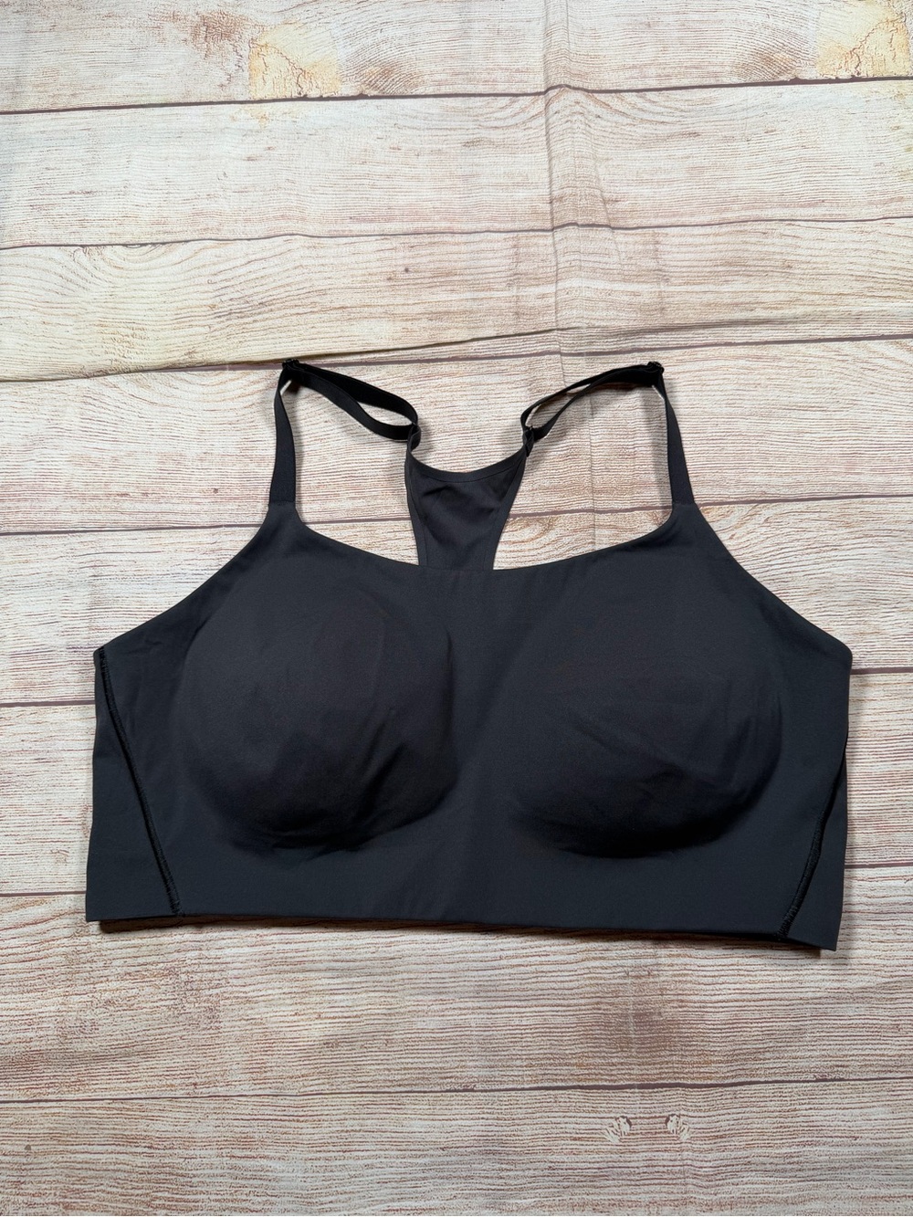 Wireless Black Racerback Sports Bra — Smooth Support